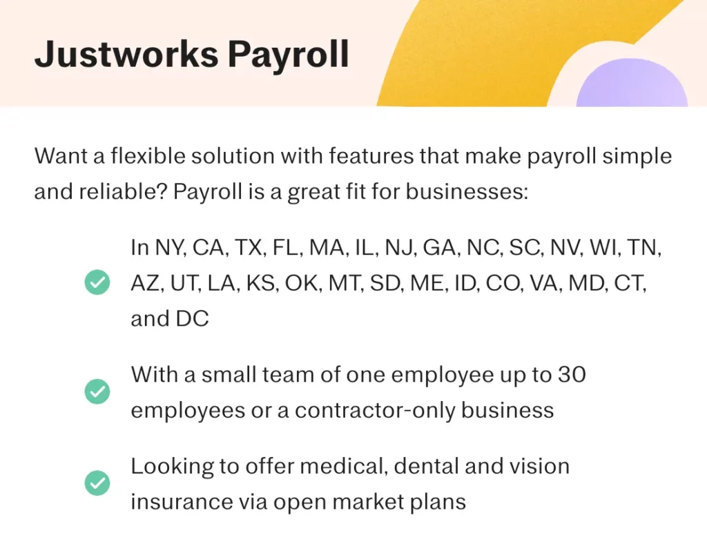 Justworks payroll info screenshot