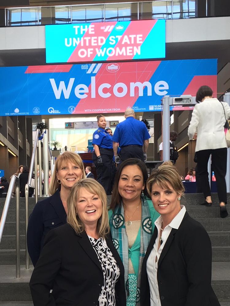 The executive committee of the National Association of Women Business Owners attended the first-ever White House Summit on the United State of Women in Washington, D.C. From left: Kathy Warnick, treasurer; Darla Beggs, immediate past chair; Crystal Arredondo, National Chair, MPACT Financial Group; and Teresa Meares, chair elect.